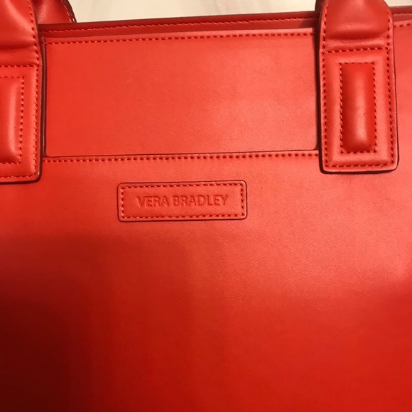 VERA BRADLEY FAUX LEATHER ORANGE TOTE - Picture 4 of 10